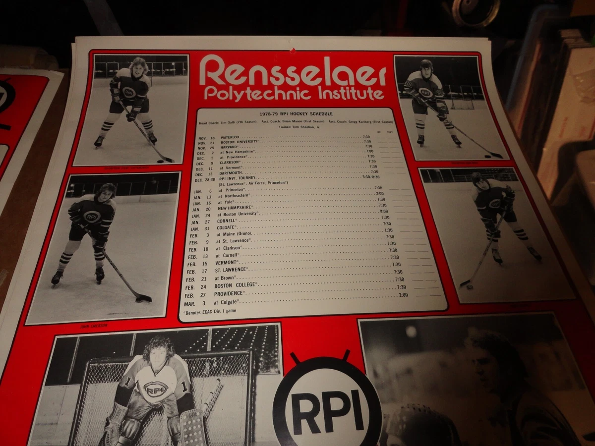 RPI Hockey Schedule Posters, Rensselaer, 1978-1979 | eBay
