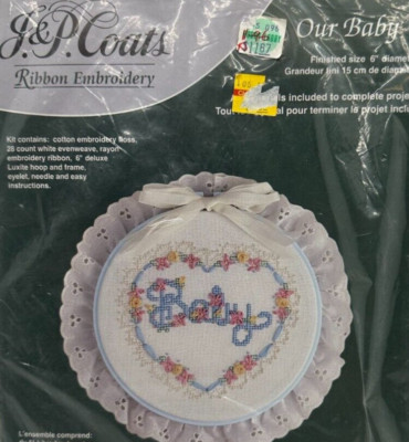 J P Coats Ribbon Embroidery Our Baby Craft Kit Sewing Hobbies Newborn memories 