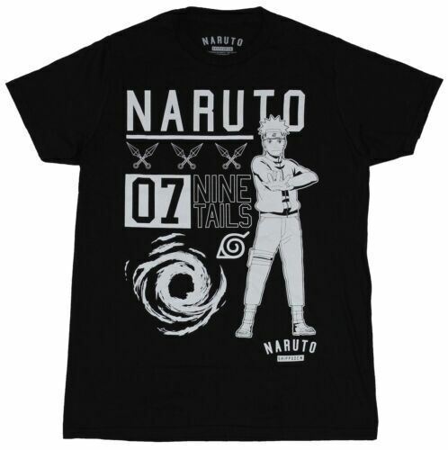 Naruto Shippuden Mens T-Shirt Black-White Graphic Tee Nine Tails