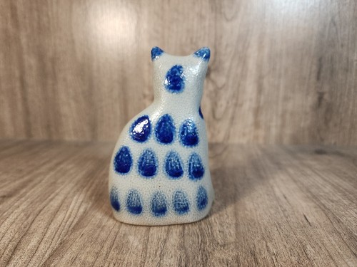 Vintage 4" Beaumont Brothers BBP Kätzchen Katze Keramik Salz glasiert Kobaltblau 1993 - Bild 2 von 5