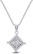 Miracle Square Halo Pendant 14K White Gold Over 2Ct Princess Lab Created Diamond
