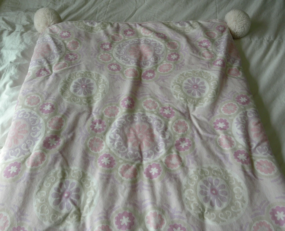 Pottery Barn Kids McKenna Medallion Sleeping Bag Flowers Pink Pom-Pom Purple - Image 3 of 4