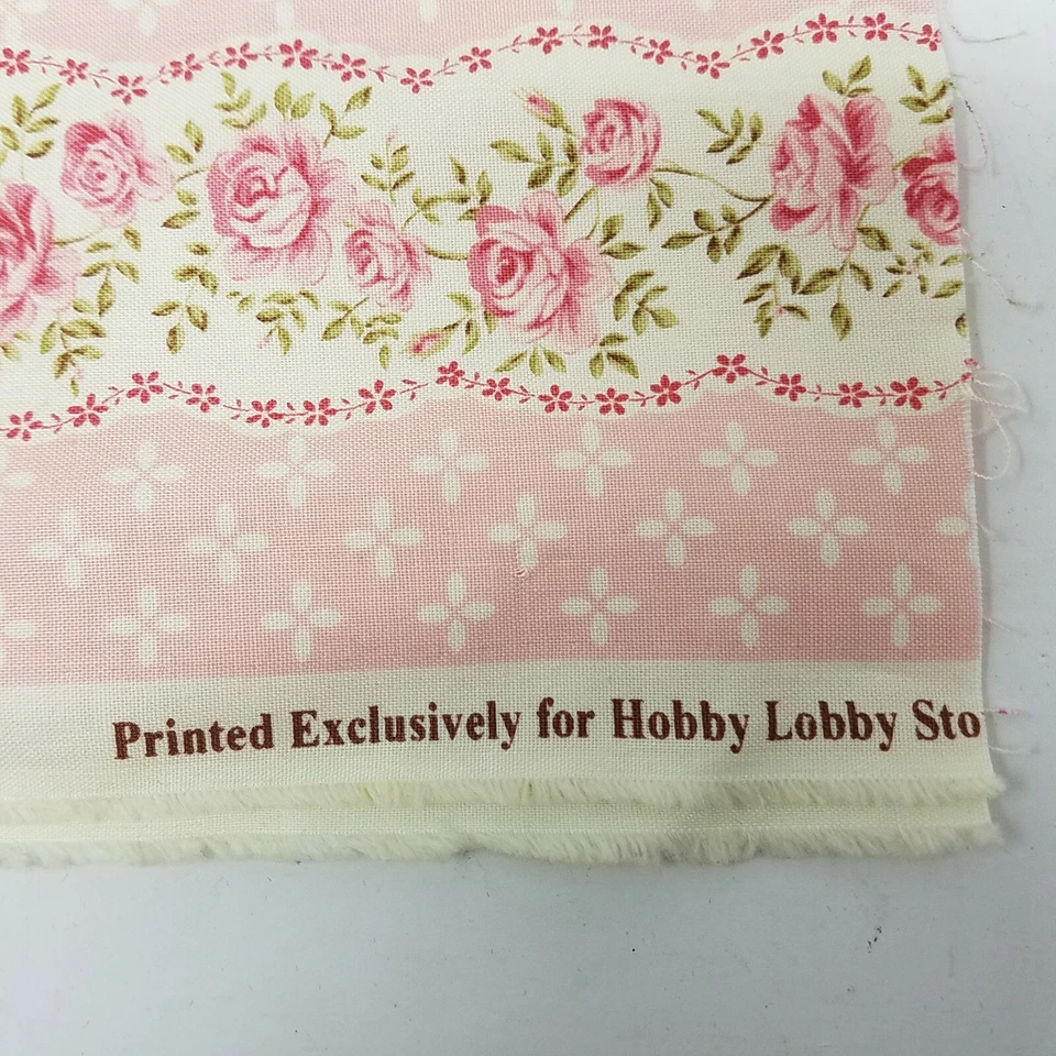 Pink Antique Roses Calico Floral Fabric Hobby Lobby Screenprinted Cotton - Image 3 of 3