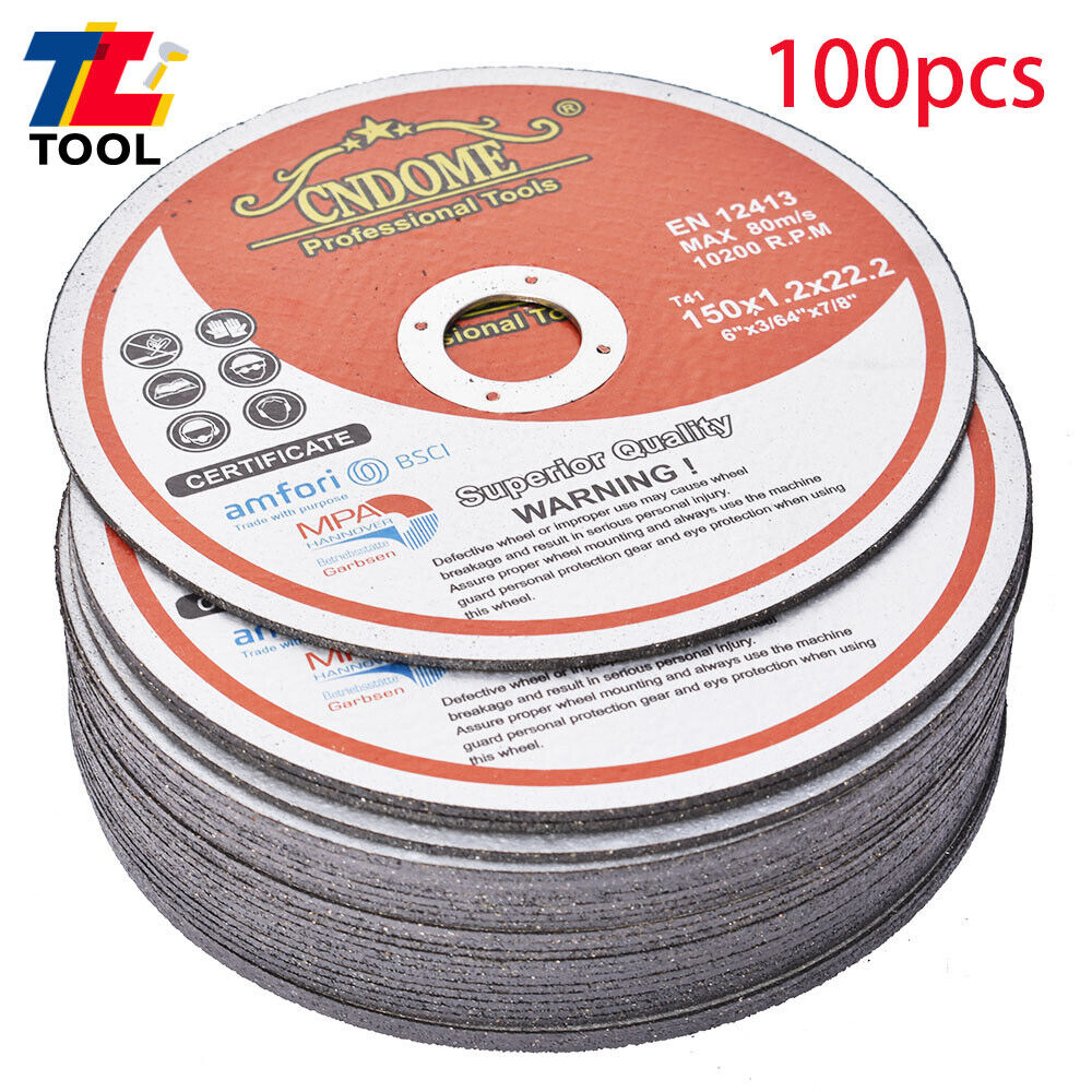 100-Pack 6"x7/8" Cut-off Wheel - Metal & Stainless Steel Cutting Discs