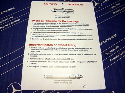 Mercedes sign wheel mounting W108, W115, W123, W124, W126, W201