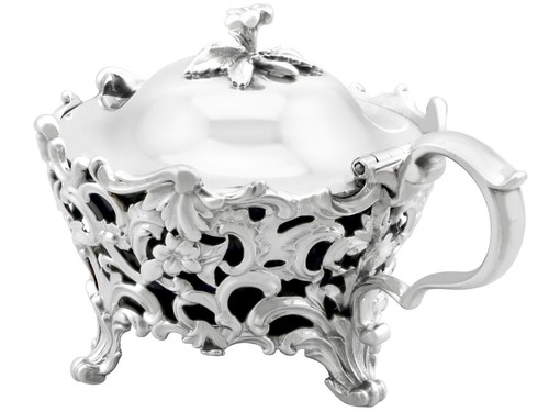 Antique Victorian Sterling Silver Mustard Pot (1844) - Foto 4 di 15