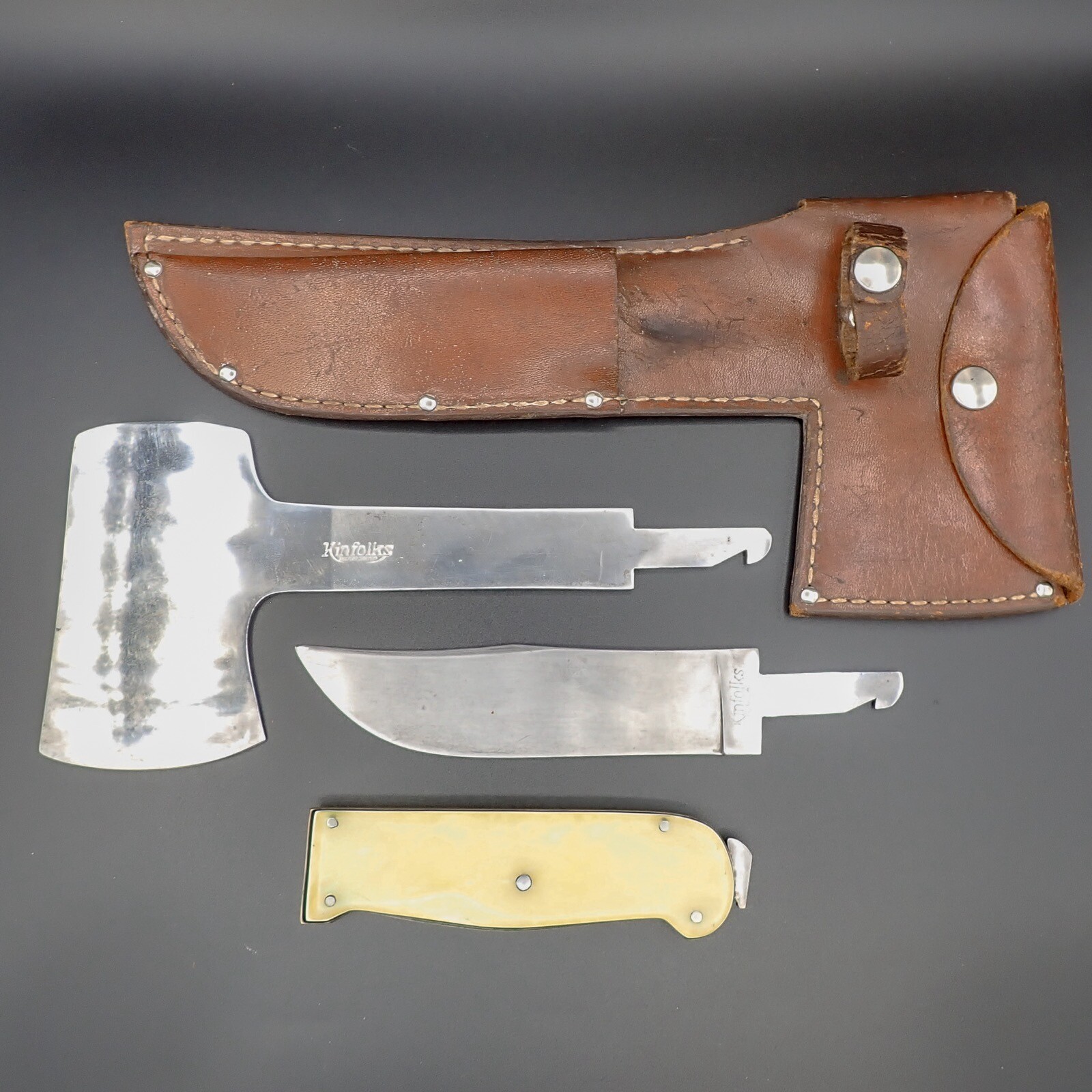 192748 KINFOLKS USA (Case Family) Interchangeable Knife & Hatchet Set w/ Sheath eBay
