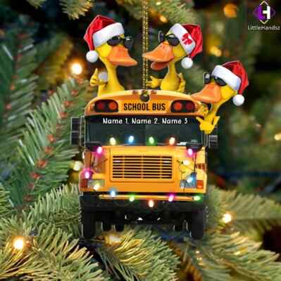Personalized School Bus Driver 2024 Christmas Ornament, Funny Duck Shaped Decor