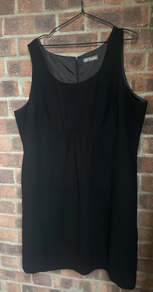 M&S Portfolio Black Smart Formal Sleeveless Dress Plus Size 22 LBD Zip Up - Image 3 of 4