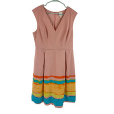 Anthropologie Tracy Reese Painterly Dress Sz 10 Womens Watercolor Peach Summer