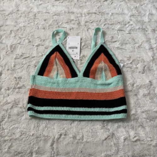 NWT Zara Women's Size Medium Multicolor Crochet Cropped Top