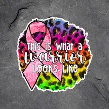 Warrior Ribbon sticker vinyl decal tie dye breast cancer awareness support 