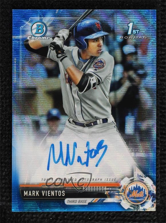 2017 Bowman Draft Chrome Pick Blue Wave Refractor 76/150 Mark Vientos Auto 0x30