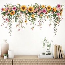 Wall Stickers Vinyl Flower Wall Decals Peel and Stick Wall Murals Art Sunflower