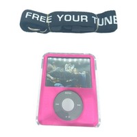 For iPod nano Gen 3 Pink Hard Plastic Case Brushed Metal Finish Transparent Back