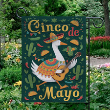 Cinco de Mayo Garden Flag Funny Goose Sombrero Guitar Taco Fiesta Decor
