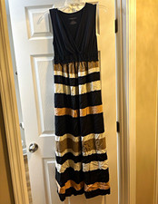 Liz Lange Maternity for Target Maternity S Black/Ivory Stripe V-Neck Maxi