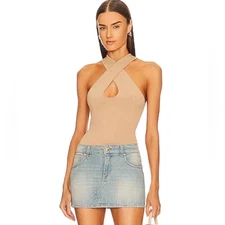 NWT SER•O•YA NEW YORK Nori Top in Brown Front Criss Cross Racerback Size XLarge