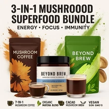 Mushroom Coffee + Matcha + Cacao Superfood Bundle | 7-in-1 ENERGY/FOCUS/GUT SUPP