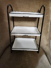 3 Tier Farmhouse Rustic Metal White Shelf