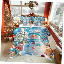 Size 7 Piece Bedding Sets Snowflake Snowman Comforter Set Merry Twin White Blue