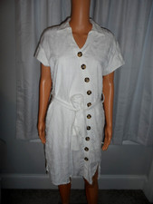 Pretty Chelsea & Theodore size S white asymmetric button up belted dress NWOT