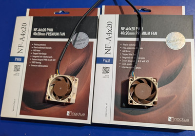 Noctua NF-A4x20 PWM 40x20mm 4-Pin Fan Lot of 2 Complete w/ Accessories