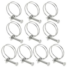10Pcs 38-42mm Adjustable Double Wire Hose Clamp 304 Stainless Steel