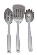 (3) Pc. T-FAL ~ Cooking Utensils ~ Spatula ~ Slotted Spoon ~ Pasta Server ~ GRAY