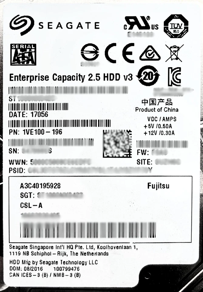 Fujitsu A3C40195928 1TB 7.2K SATA 2.5 6G HDD - Image 3 of 4