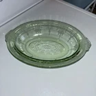 Vtg Cameo Ballerina Uranium Green Depression Glass Oval Serving Bowl 10” GLOWS