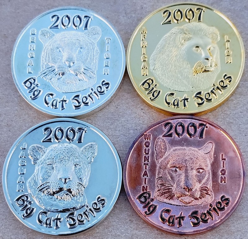 2007 Big Cat Series 4 Geocoin Set #13 - Shiny Finishes - Activated & Adoptable