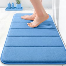 OLANLY Memory Foam Bath Mat 24x16, Super Soft 24" X 16", Cornflower Blue