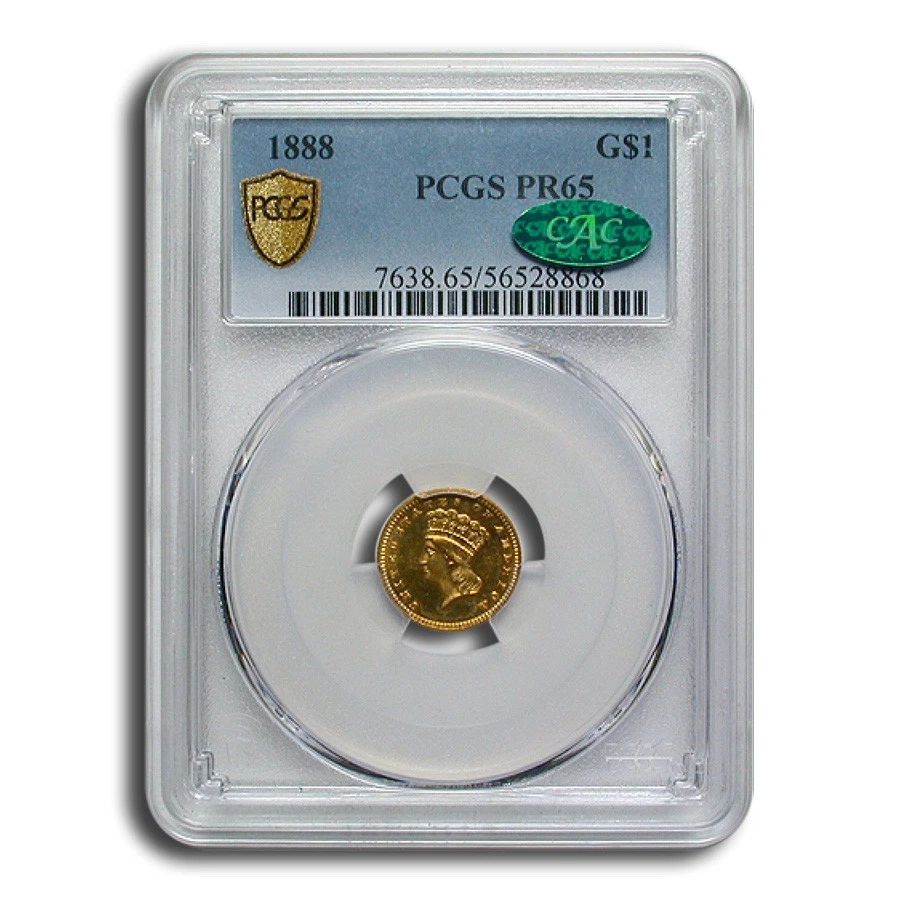 1888 $1 Indian Head Gold PR-65 PCGS CAC
