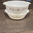 Vintage Dynaware Pyr-O-Rey Milk Glass Casserole Dish Set Of 2 Vitrocrisa Pattern