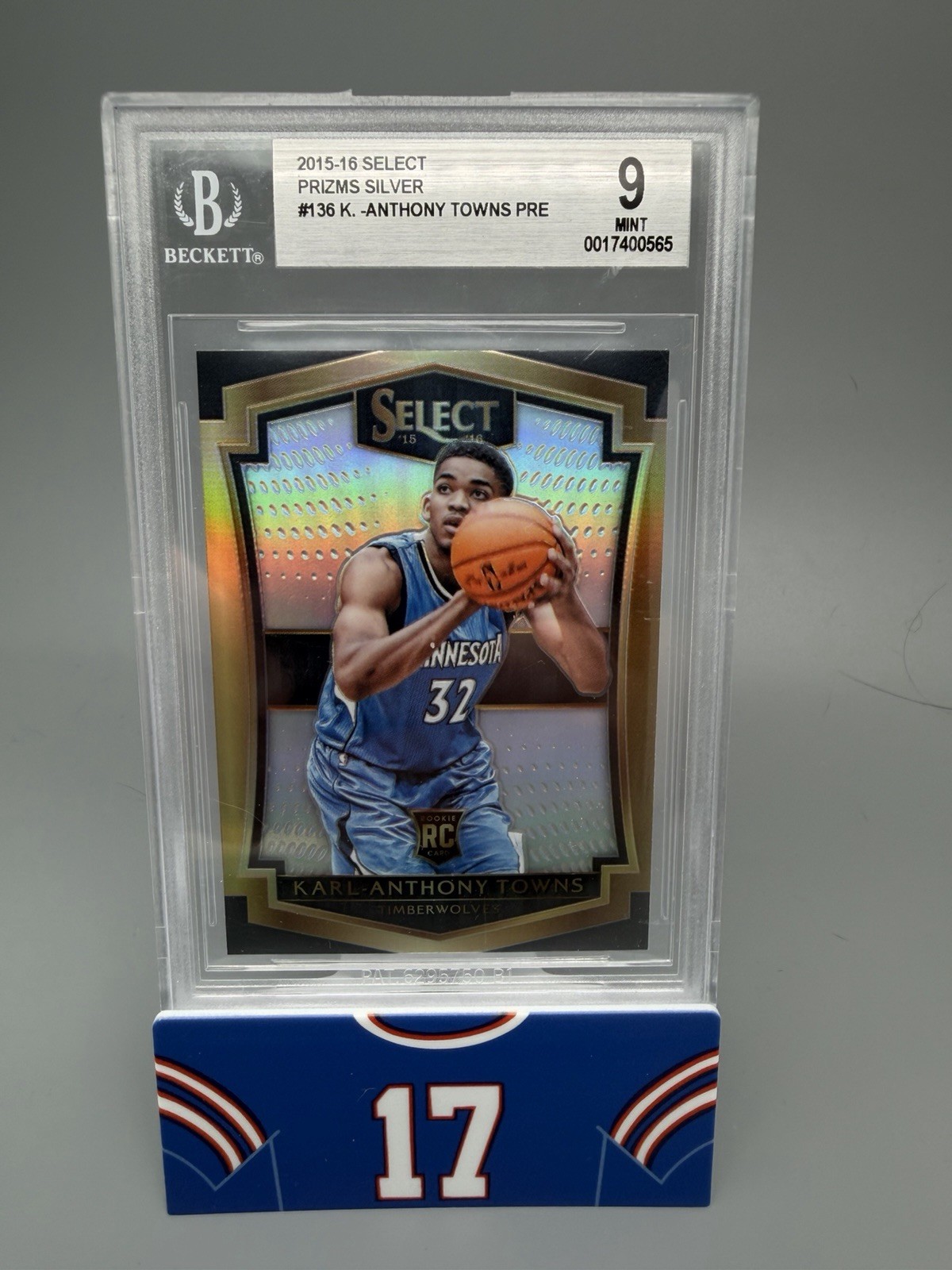 Karl-Anthony Towns 2015-16 Select Premier Prizms Silver Rookie #136 Beckett 9