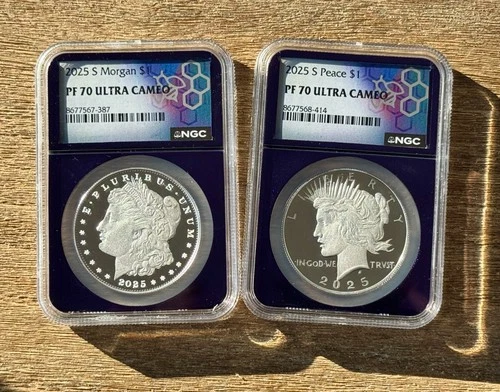 2025 S Morgan & Peace Silver Dollar $1 Set NGC PF70 Ultra Cameo