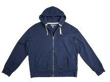 Vintage Unworn Polo Ralph Lauren Navy Blue Full Zip Hoodie Sweatshirt XL