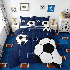 Football Comforter Set Twin Size Boys Sports Theme Comforter for Teens Soccer Ba