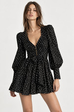 D&G Black White Polka Dot Puff Sleeve Mini Dress Size S Vintage Y2K