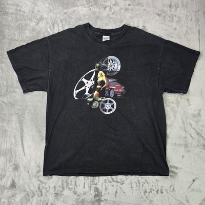 Gildan Vintage Motorsport Graphic T-Shirt Mens XL BBS Wheels Y2K 100% Cotton