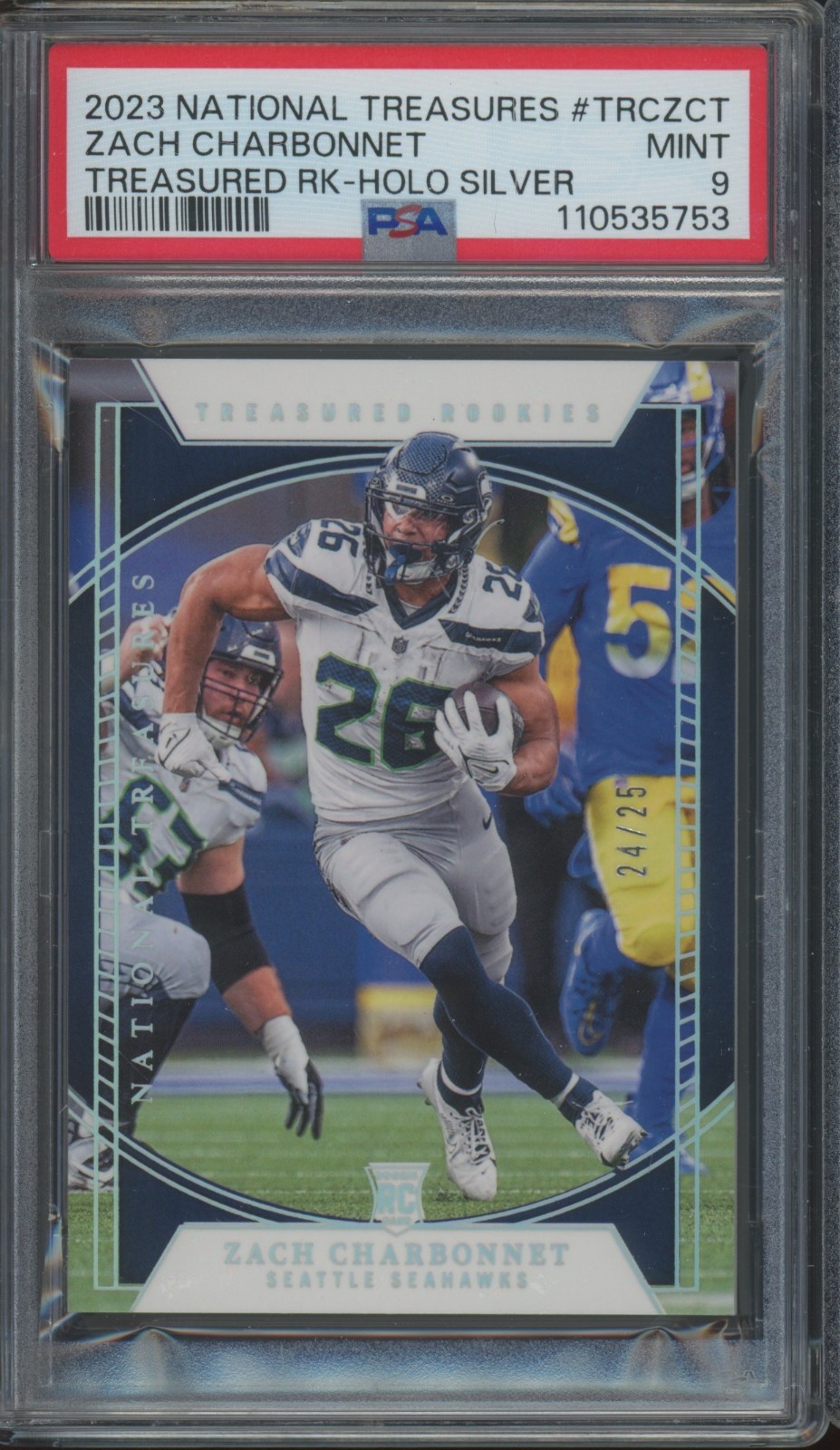 Zach Charbonnet Panini National Treasures Treasured Rookies #TRCZCT Holo Silver