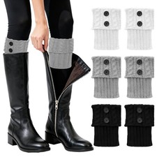 3 Pairs Winter Leg Warmers Womens Boot Socks Ankle Short Knitted Toppers