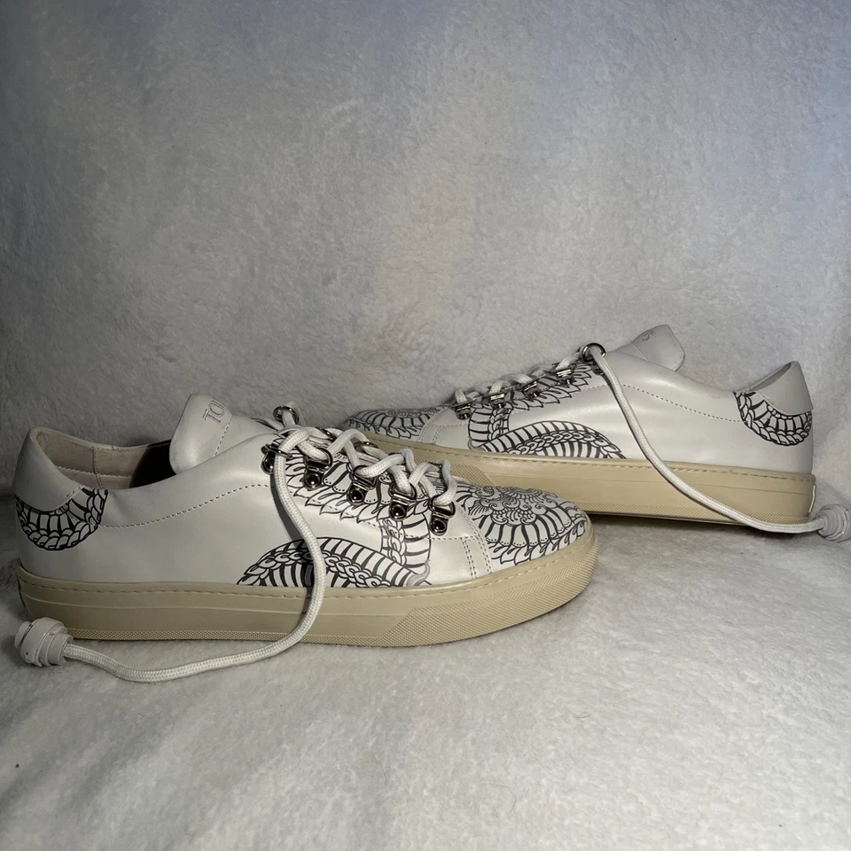 Zapatillas Tod’s Saira Hunjan de cuero blancas inspiradas en tatuajes para mujer talla 10 Foto 3 de 4