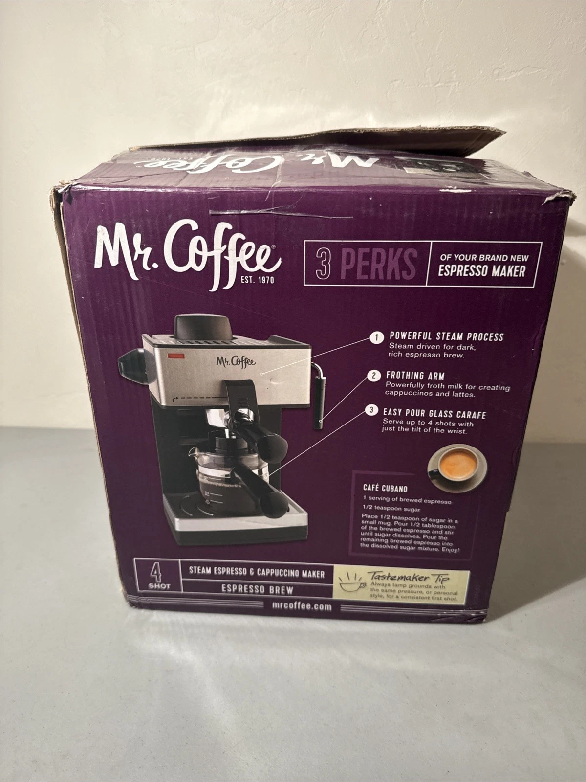 Mr Coffee 4 Shot Steam Espresso & Cappuccino Maker Frothing Arm Open Box
Opens in a new window or ta
