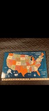 Vintage 1960s Playskool 49 piece Wood Inlaid United States Map Puzzle Rare