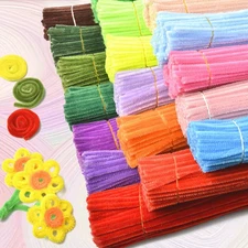 Chenille Stem Craft Sticks 100pcs DIY Kids Plush Strips Educational