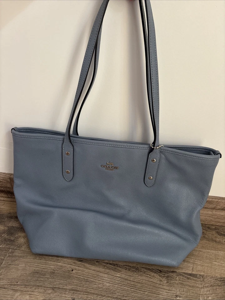 Sac Cabas Coach Cuir Bleu Pastel - Photo 1/3