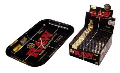 1 Spar-Set 1x Box RAW Black King Size Papers + 1x RAW Black Roll-Unterlage SMALL