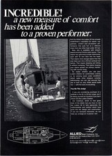 1971 Allied Boat Luders 33 Sailing Yacht Vintage Print Ad Nautical Wall Art 70s